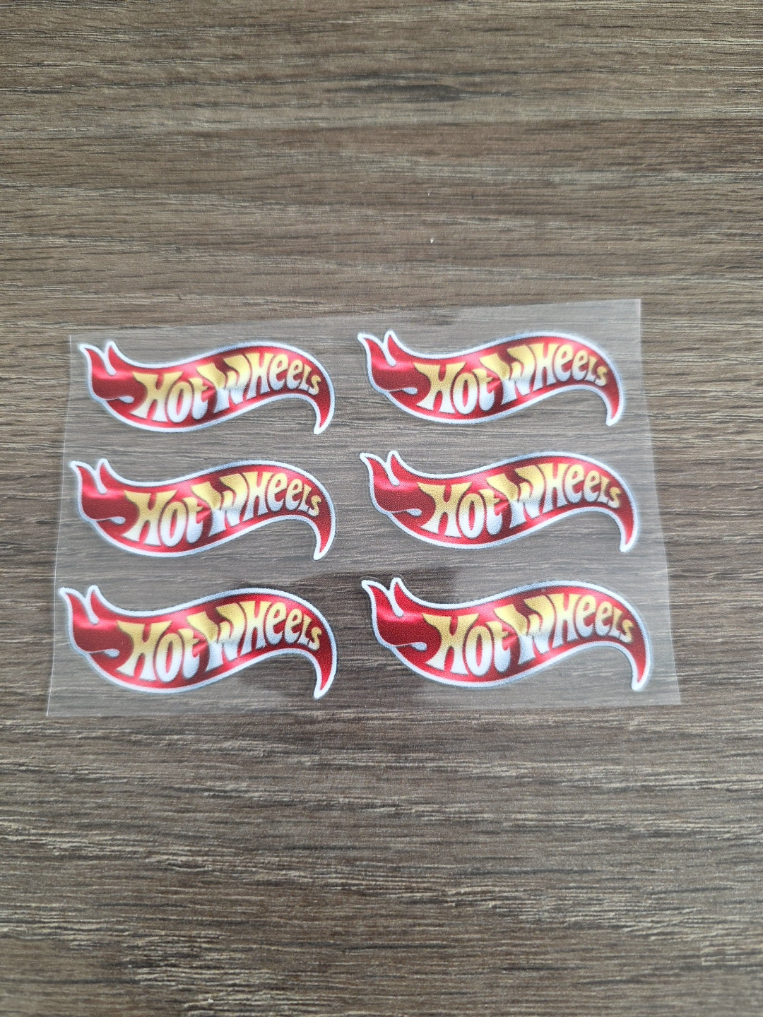 6pk Hot Wheels Metallic Print Logo 2in x .5