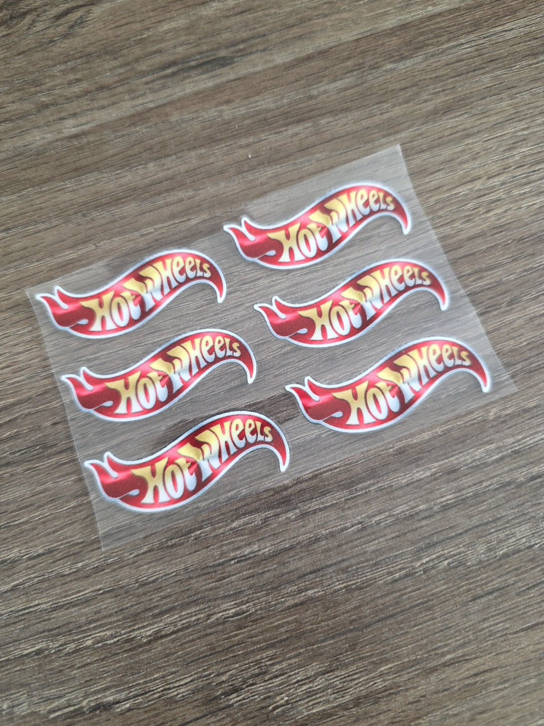 6pk Hot Wheels Metallic Print Logo 2in x .5