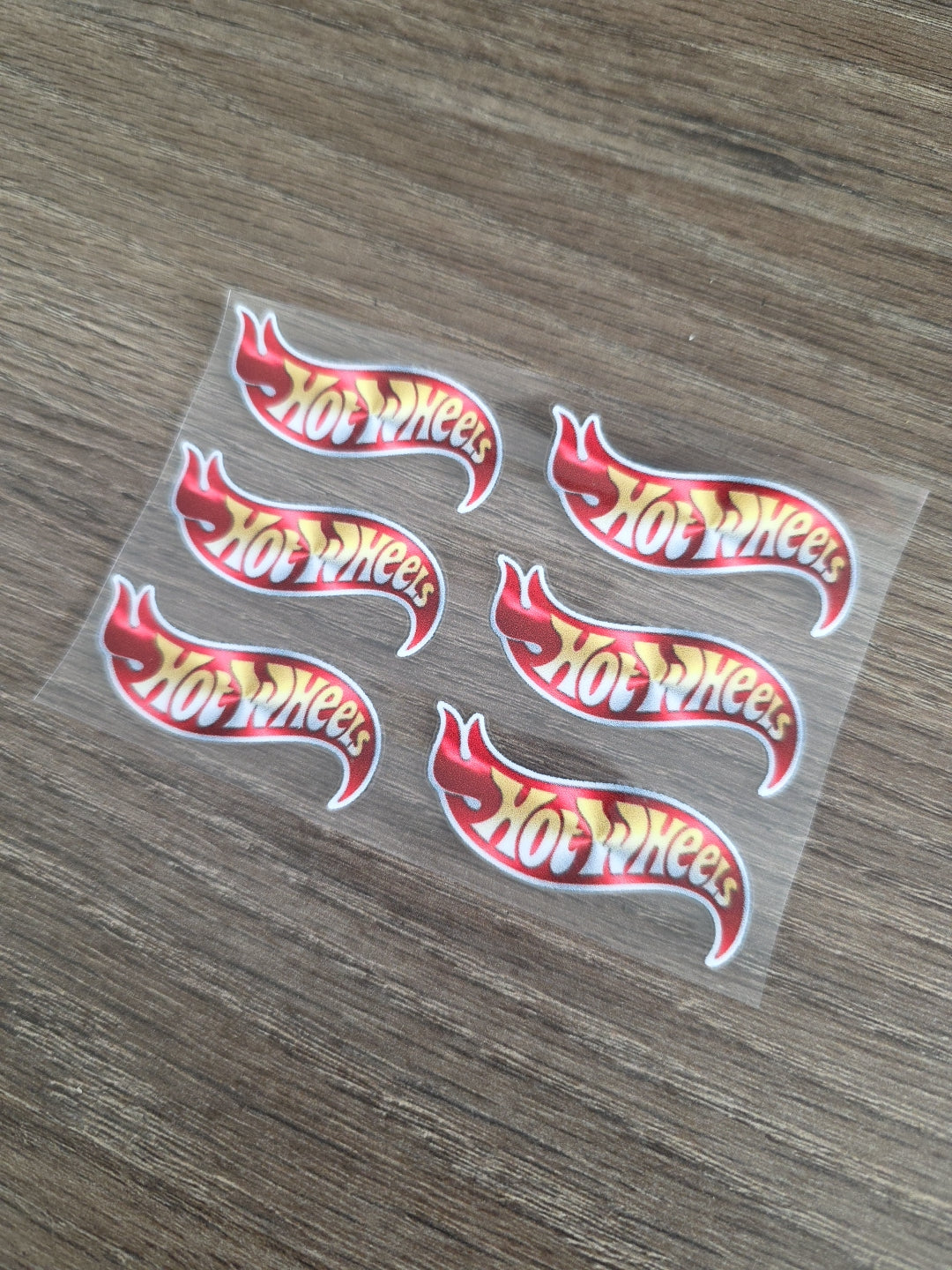 6pk Hot Wheels Metallic Print Logo 2in x .5