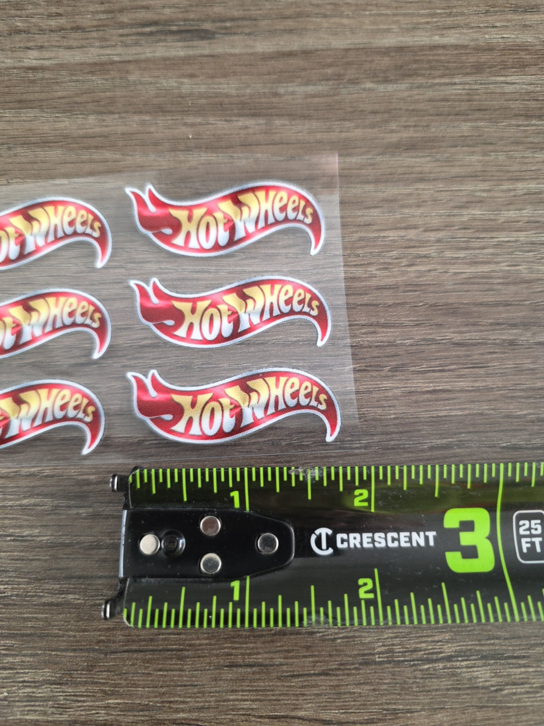 6pk Hot Wheels Metallic Print Logo 2in x .5