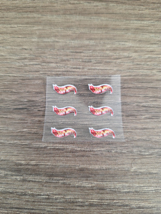 Mini 6pk Hot Wheels Metallic Print Logo .5in