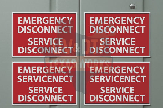 Emergency Disconnect / Service Disconnect Decal 4 pack – Red Safety Label | UV DTF