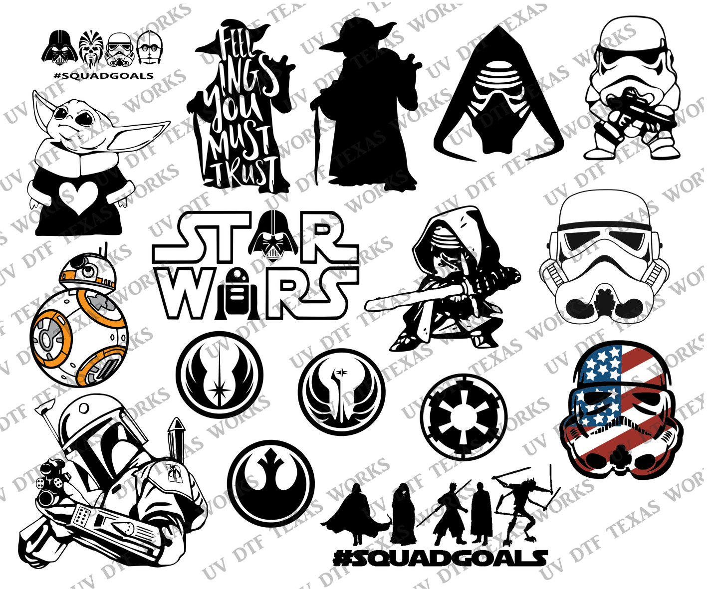 STARWARS Variety pack 1 3D decals 10in W x 12in H