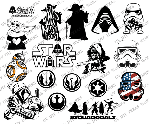STARWARS Variety pack 1 3D decals 10in W x 12in H