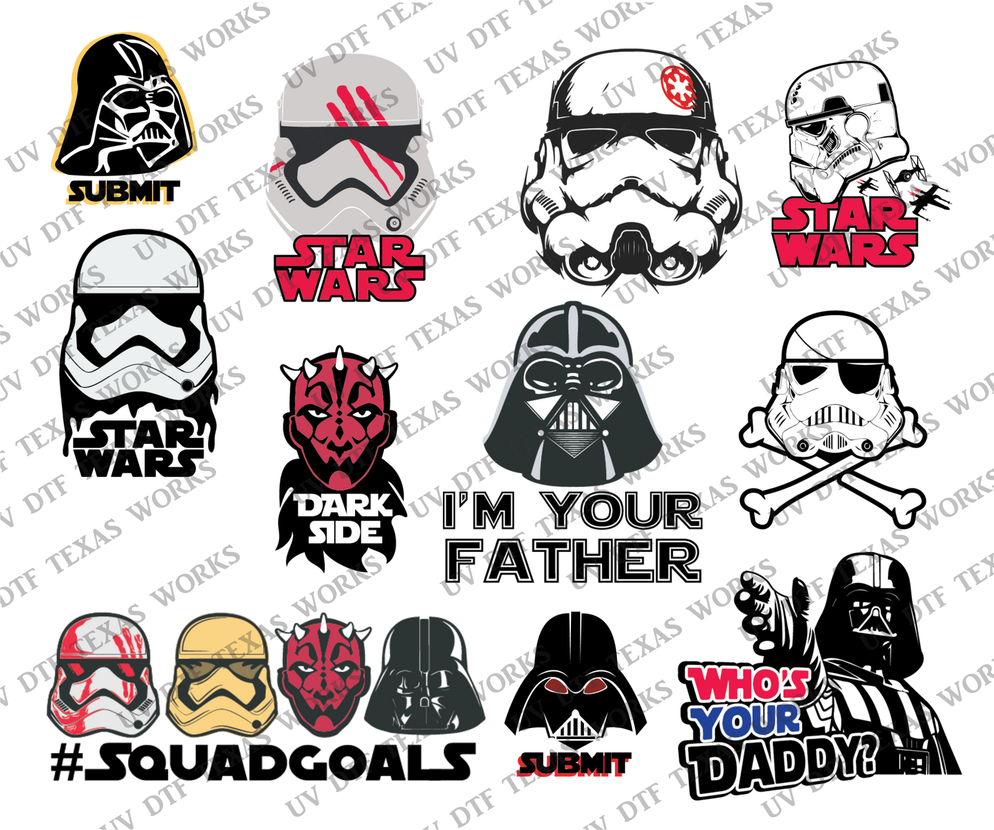 STARWARS Variety pack 2 3D decals 10in W x 12in H