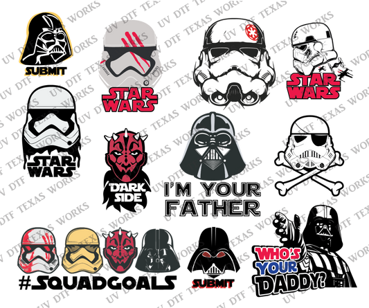 STARWARS Variety pack 2 3D decals 10in W x 12in H