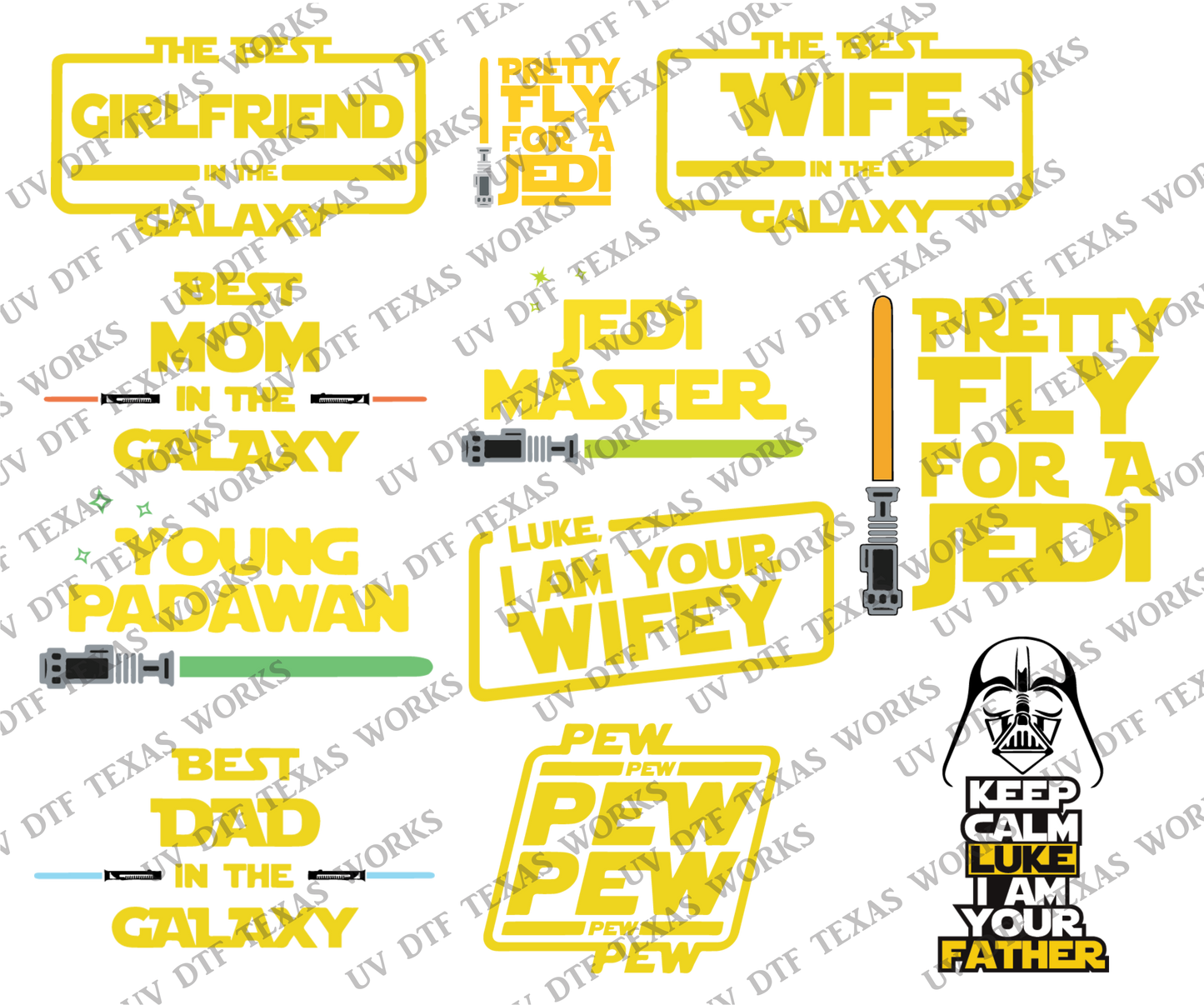 STARWARS Variety pack 3 3D decals 10in W x 12in H