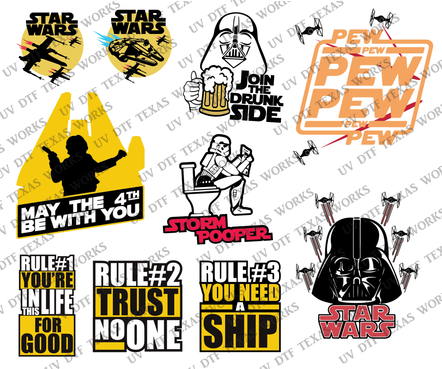 STARWARS Variety pack 4 3D decals 10in W x 12in H
