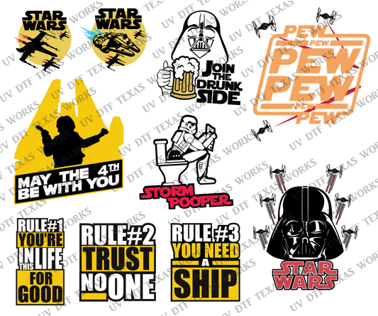 STARWARS Variety pack 4 3D decals 10in W x 12in H