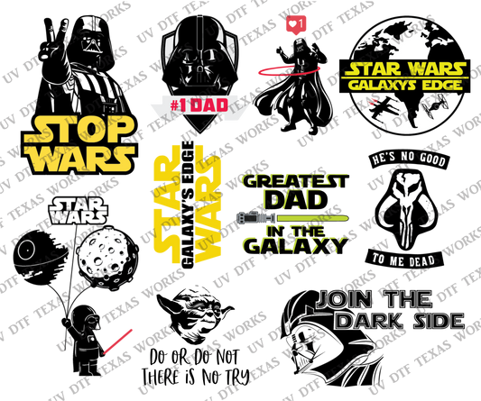 STARWARS Variety pack 5 3D decals 10in W x 12in  H