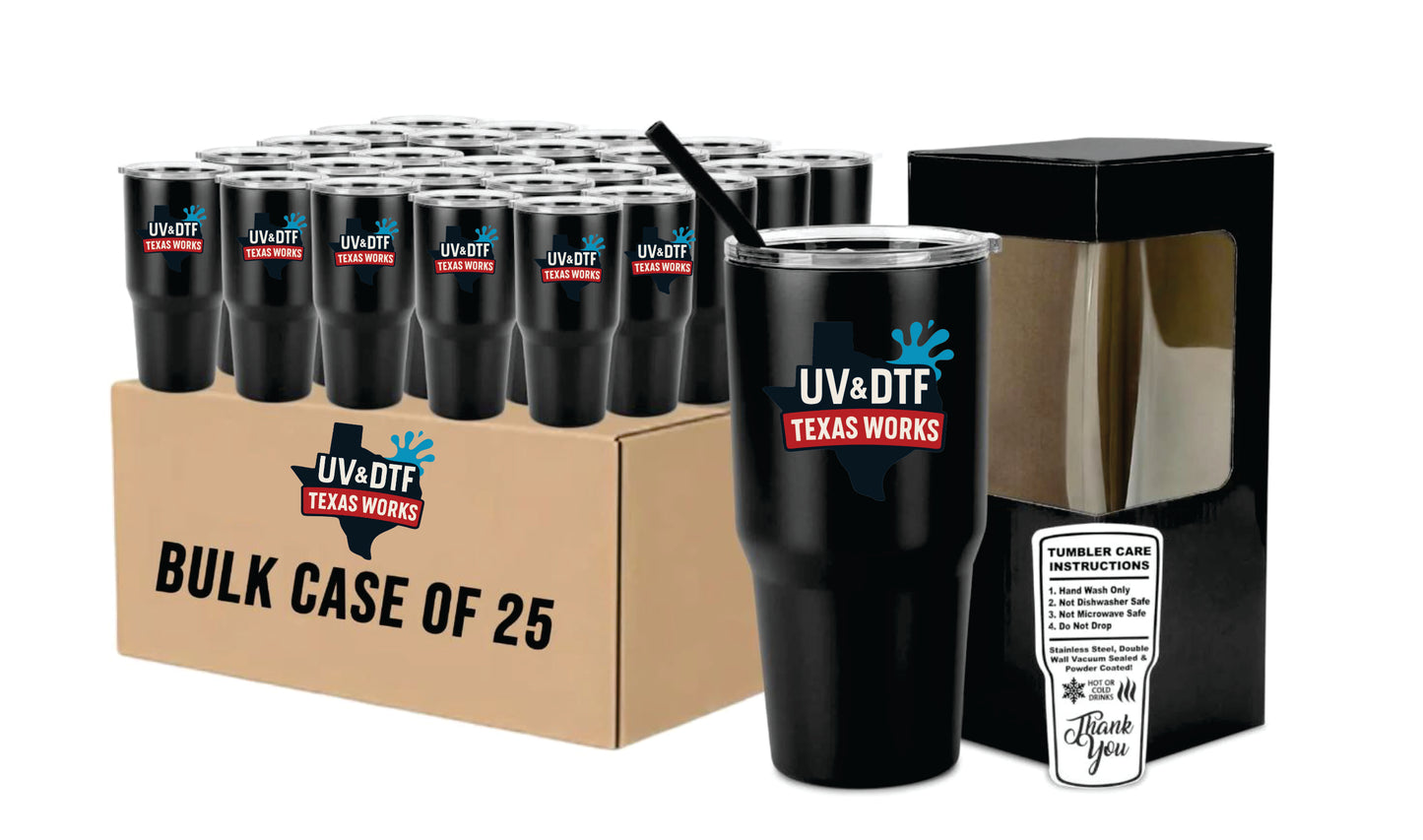 Powder-Coated 30oz Tumbler – Vacuum-Insulated & UV DTF Ready