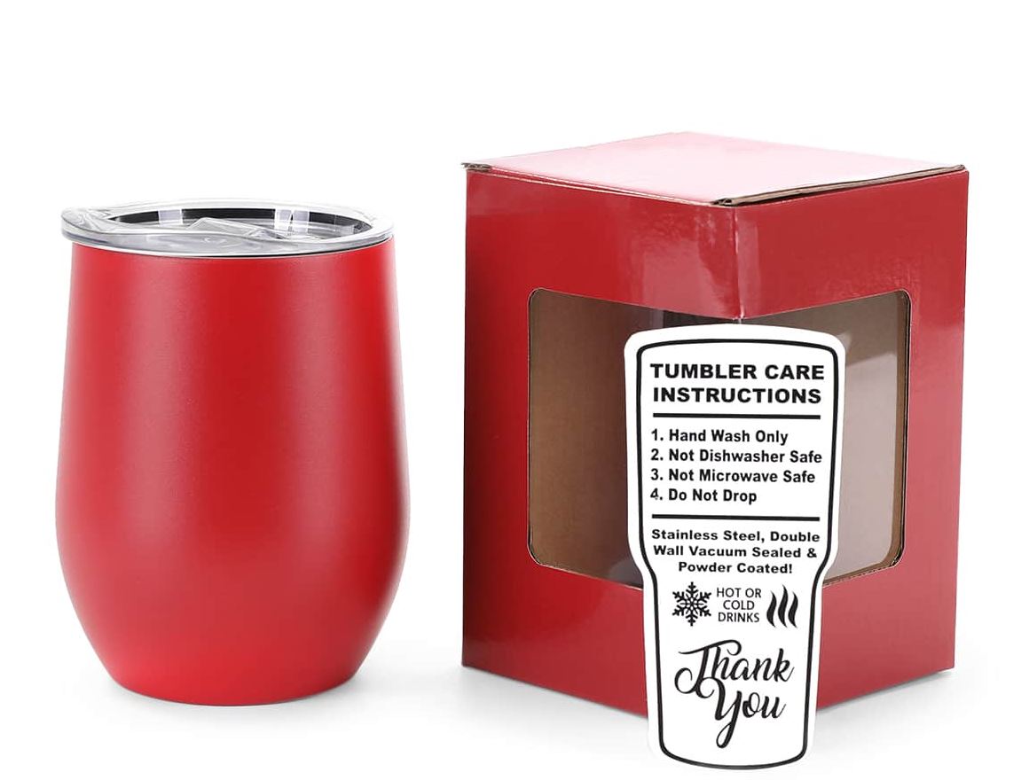 Powder-Coated 12oz Wine Tumbler – Vacuum-Insulated & UV DTF Ready