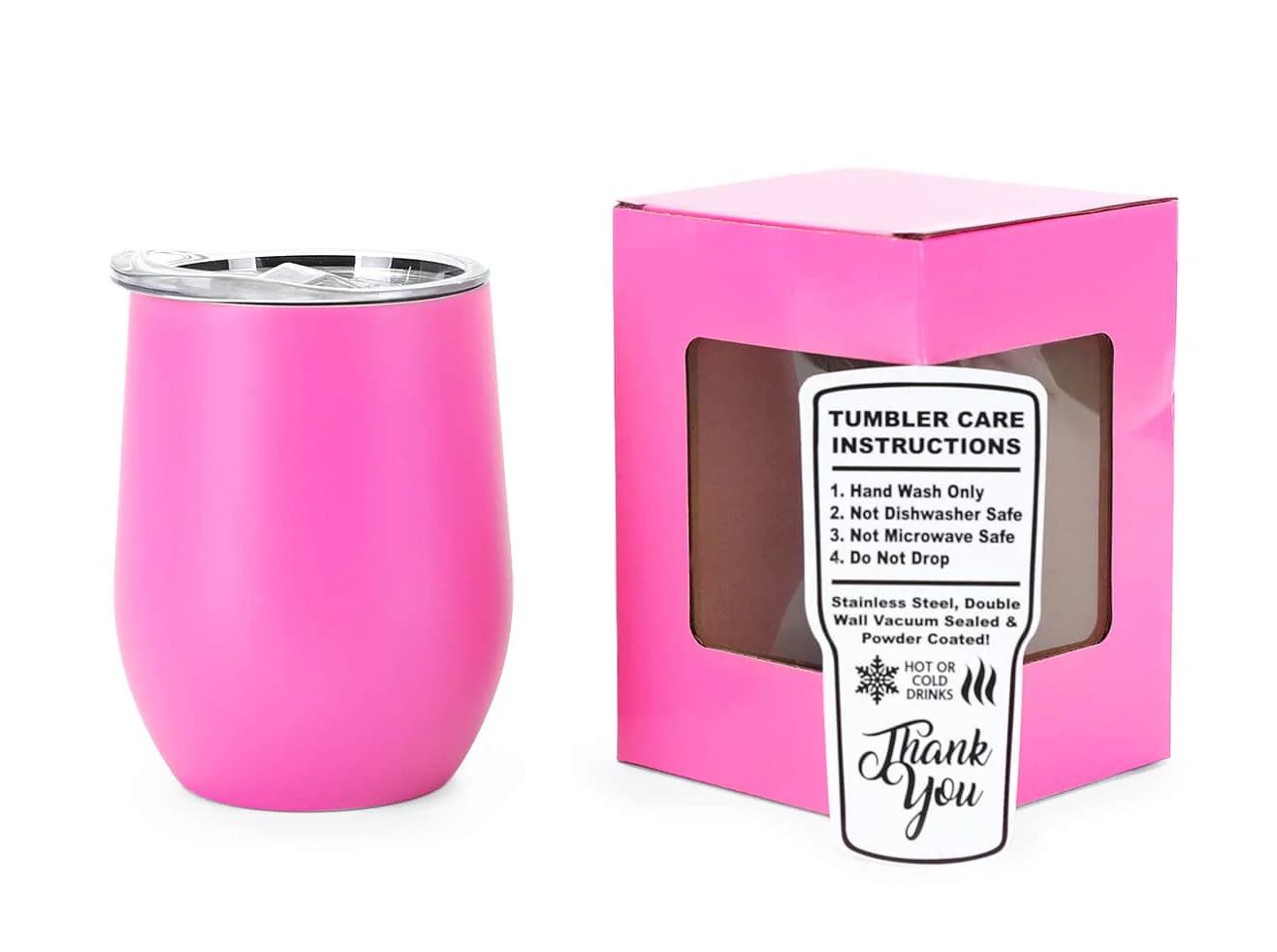 Powder-Coated 12oz Wine Tumbler – Vacuum-Insulated & UV DTF Ready