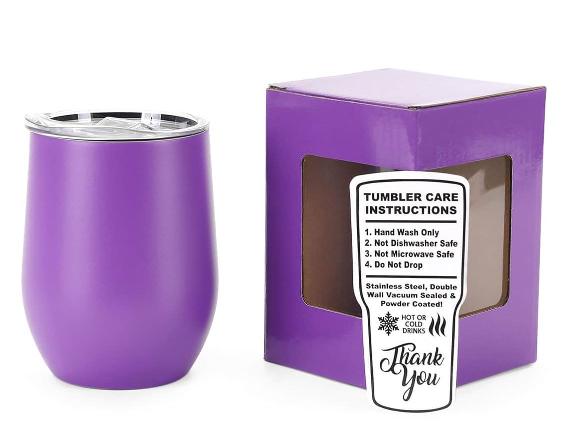 Powder-Coated 12oz Wine Tumbler – Vacuum-Insulated & UV DTF Ready