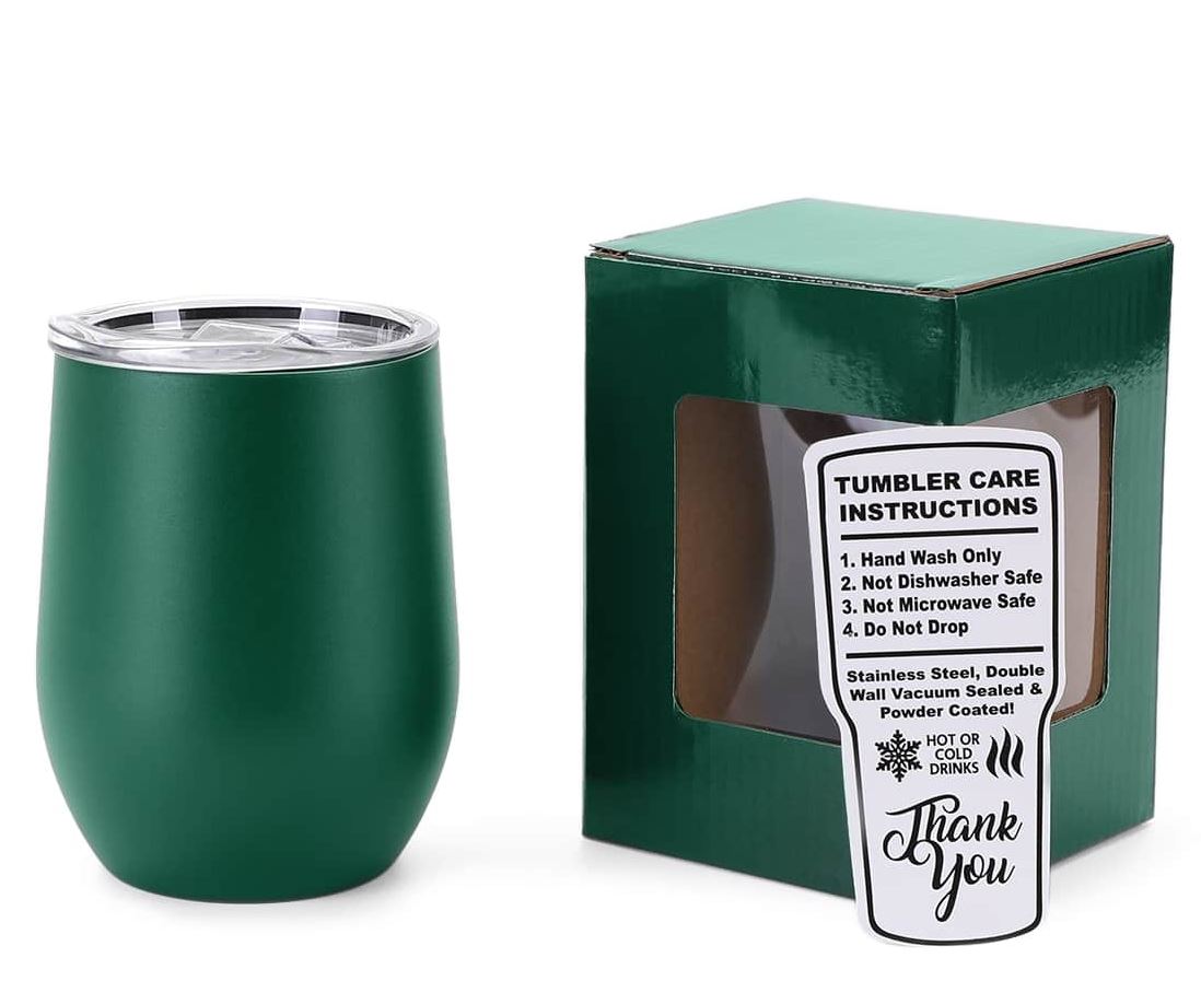 Powder-Coated 12oz Wine Tumbler – Vacuum-Insulated & UV DTF Ready