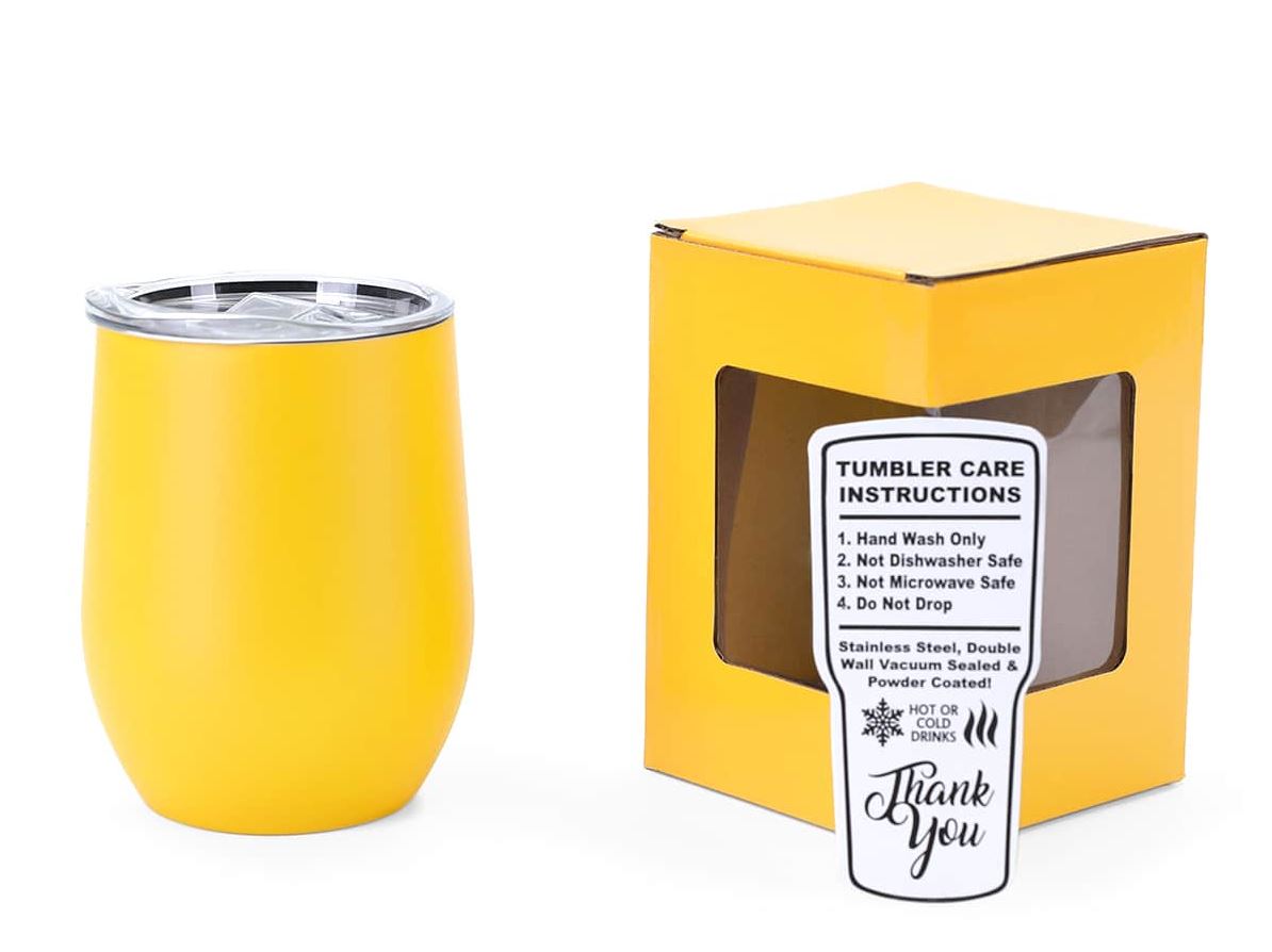 Powder-Coated 12oz Wine Tumbler – Vacuum-Insulated & UV DTF Ready