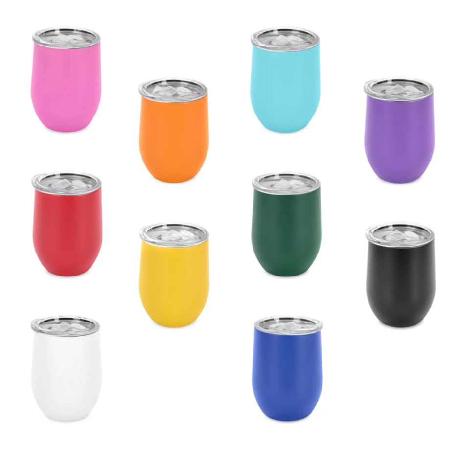 Powder-Coated 12oz Wine Tumbler – Vacuum-Insulated & UV DTF Ready