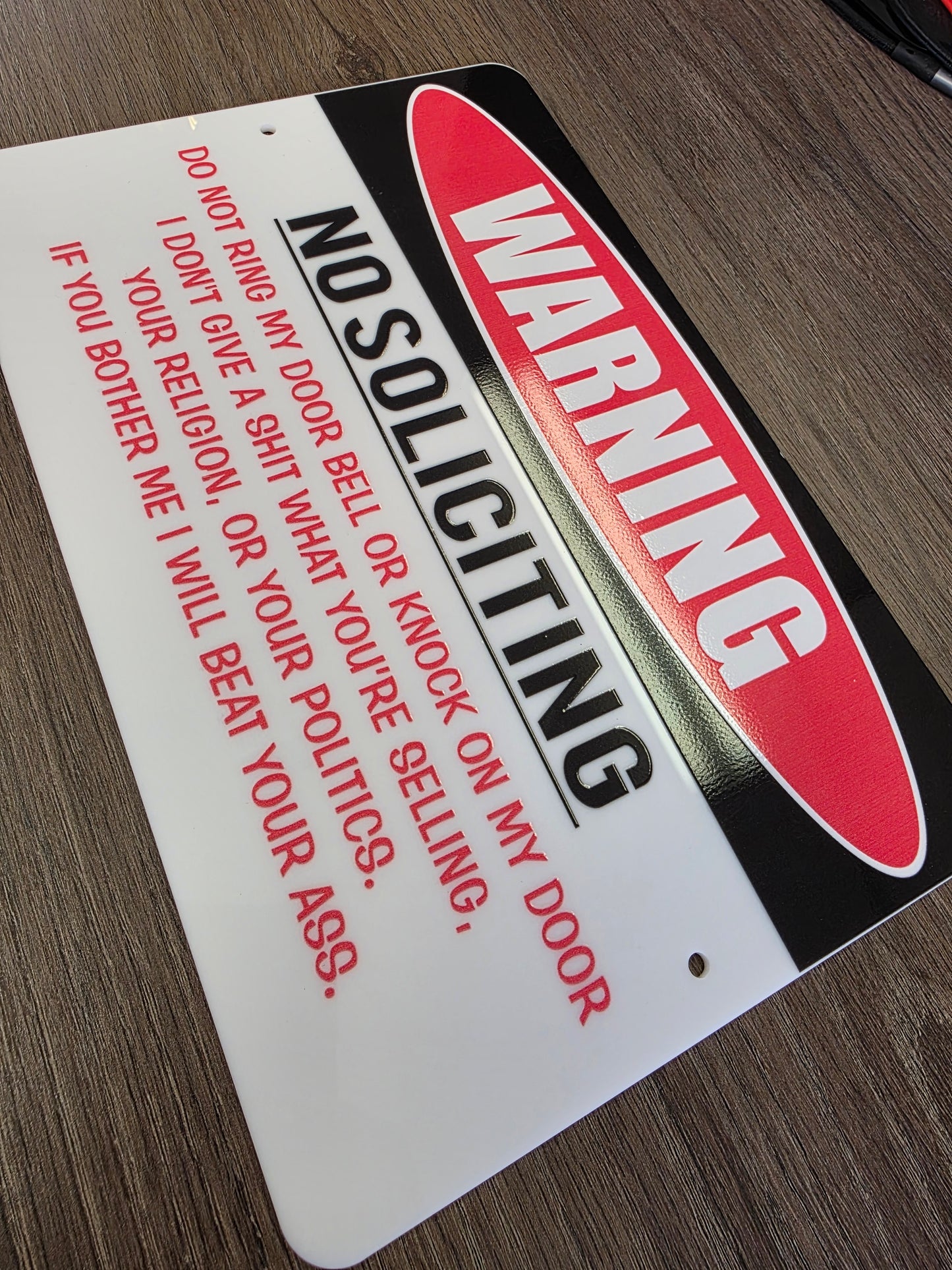 No Soliciting Sign – Funny Warning Sign | Outdoor Acrylic Security Sign