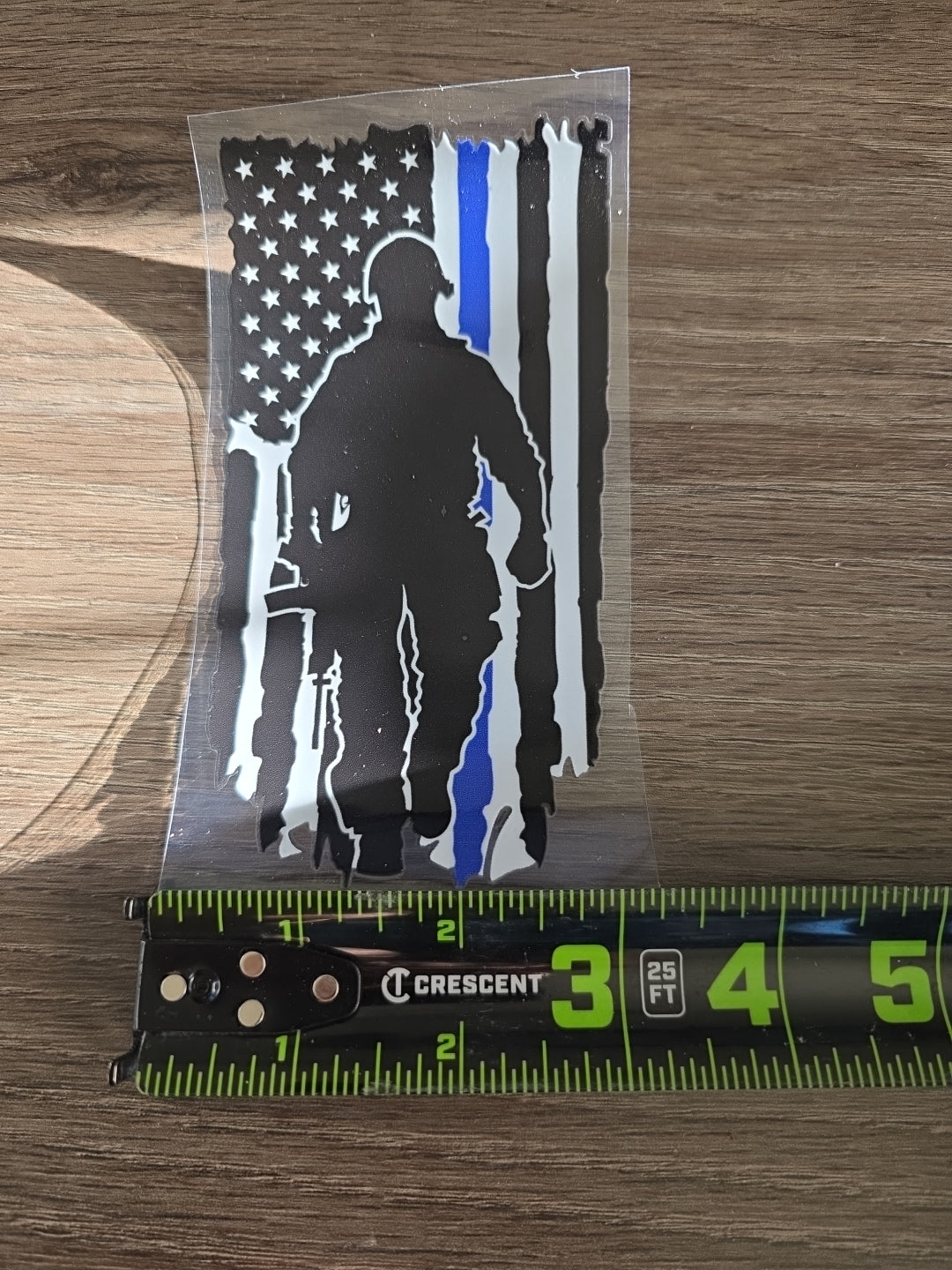 American Flag Distressed tactical silloutte UV DTF Decal Sticker