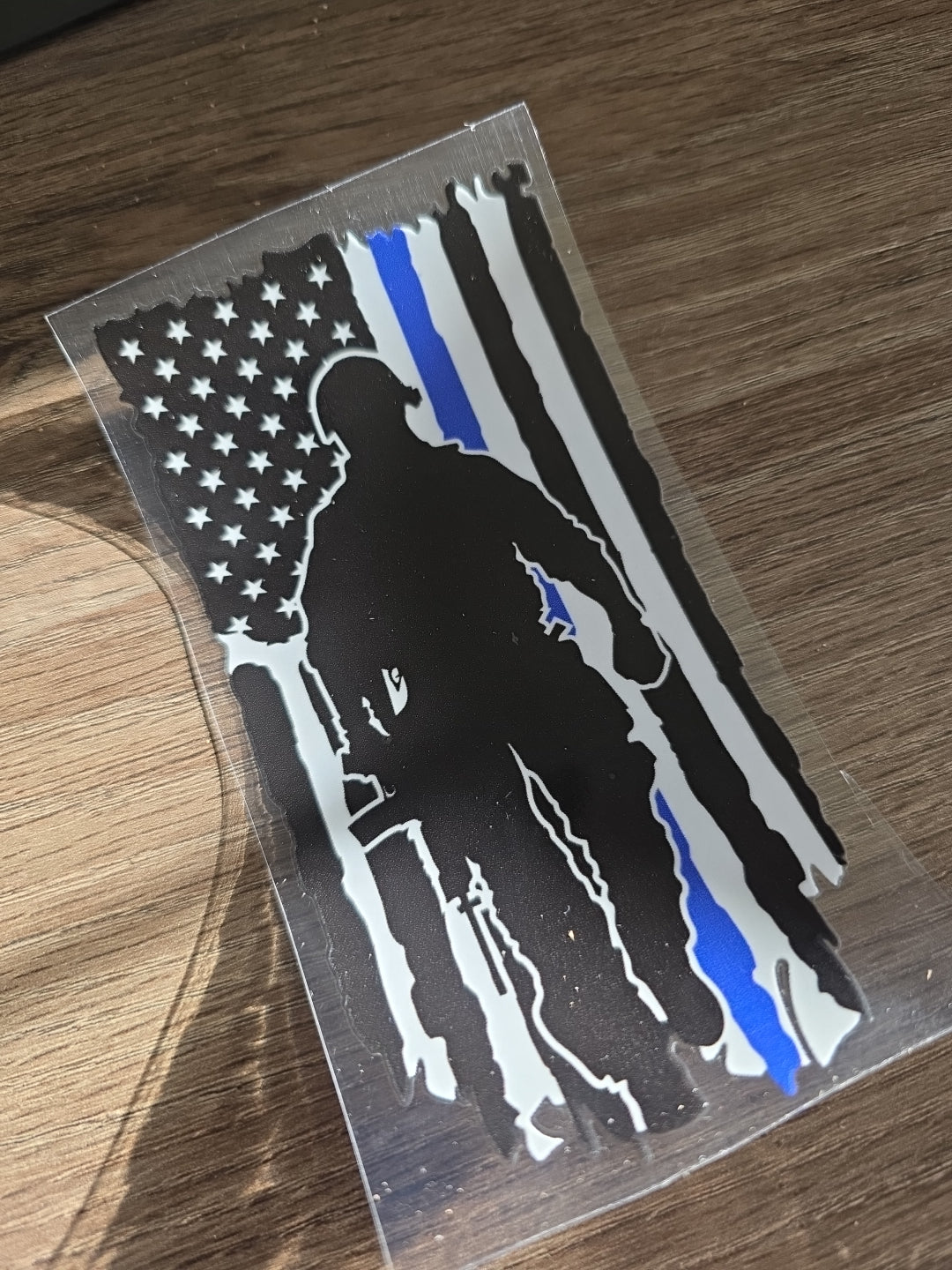 American Flag Distressed tactical silloutte UV DTF Decal Sticker