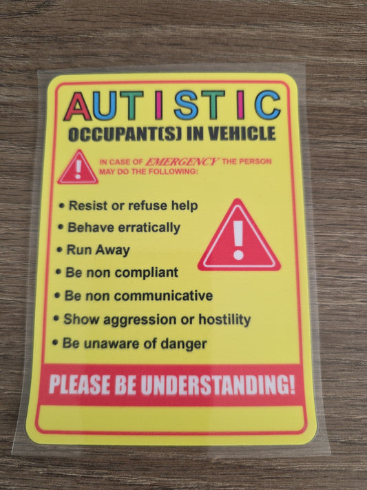 Autism Occupant In Vehicle UV DTF Decal – Waterproof, Permanent