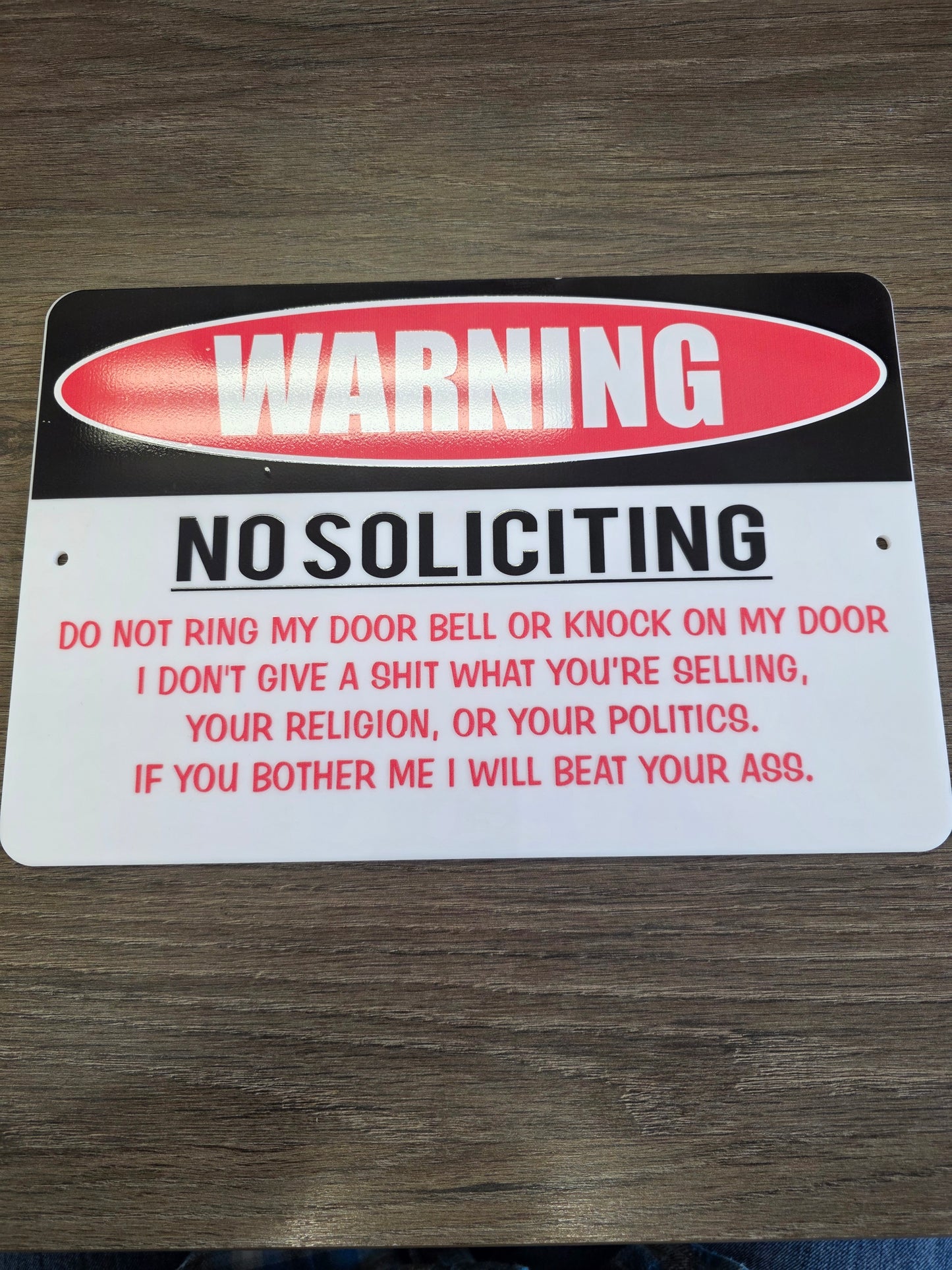 No Soliciting Sign – Funny Warning Sign | Outdoor Acrylic Security Sign
