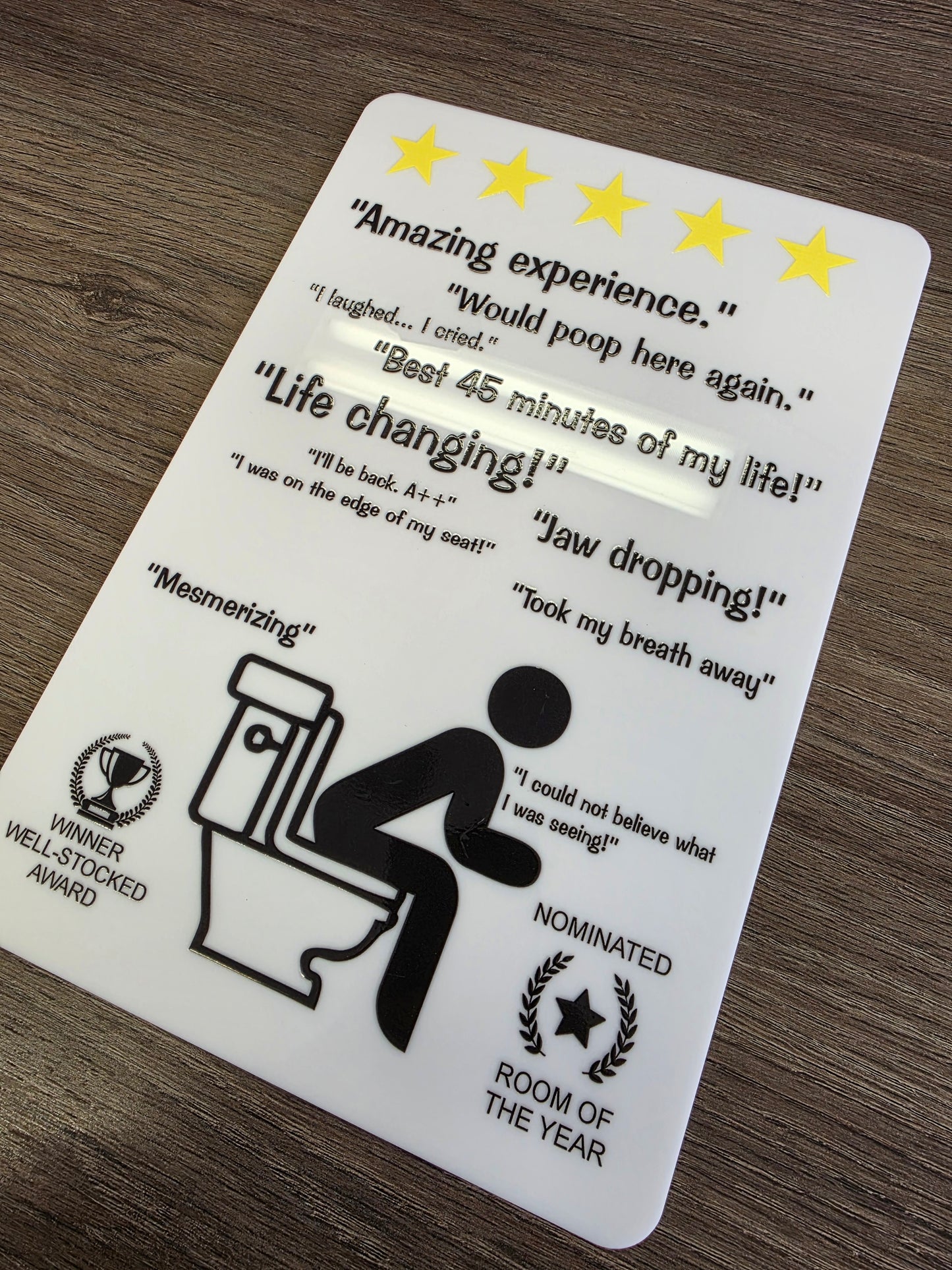 5 Star Bathroom Sign– Funny Sign | Office Humor Acrylic Security Sign