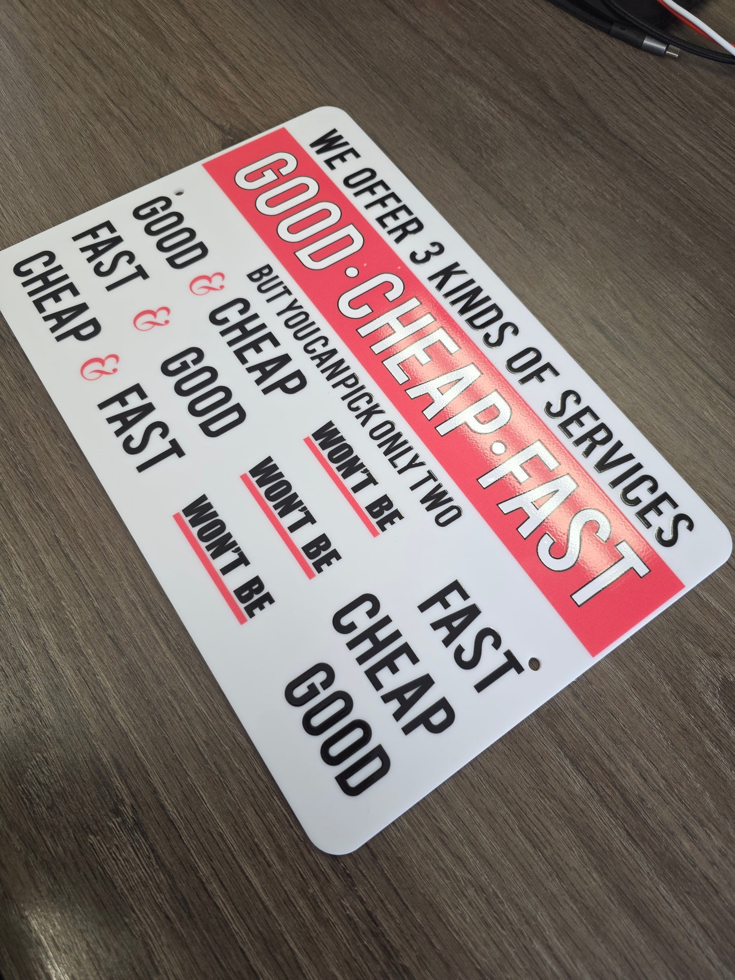 Cheap Fast Good – Funny Sign | Man Cave Acrylic Sign