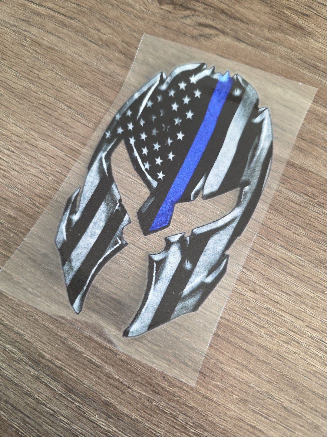 American Flag Spartan Helmet UV DTF Decal Sticker