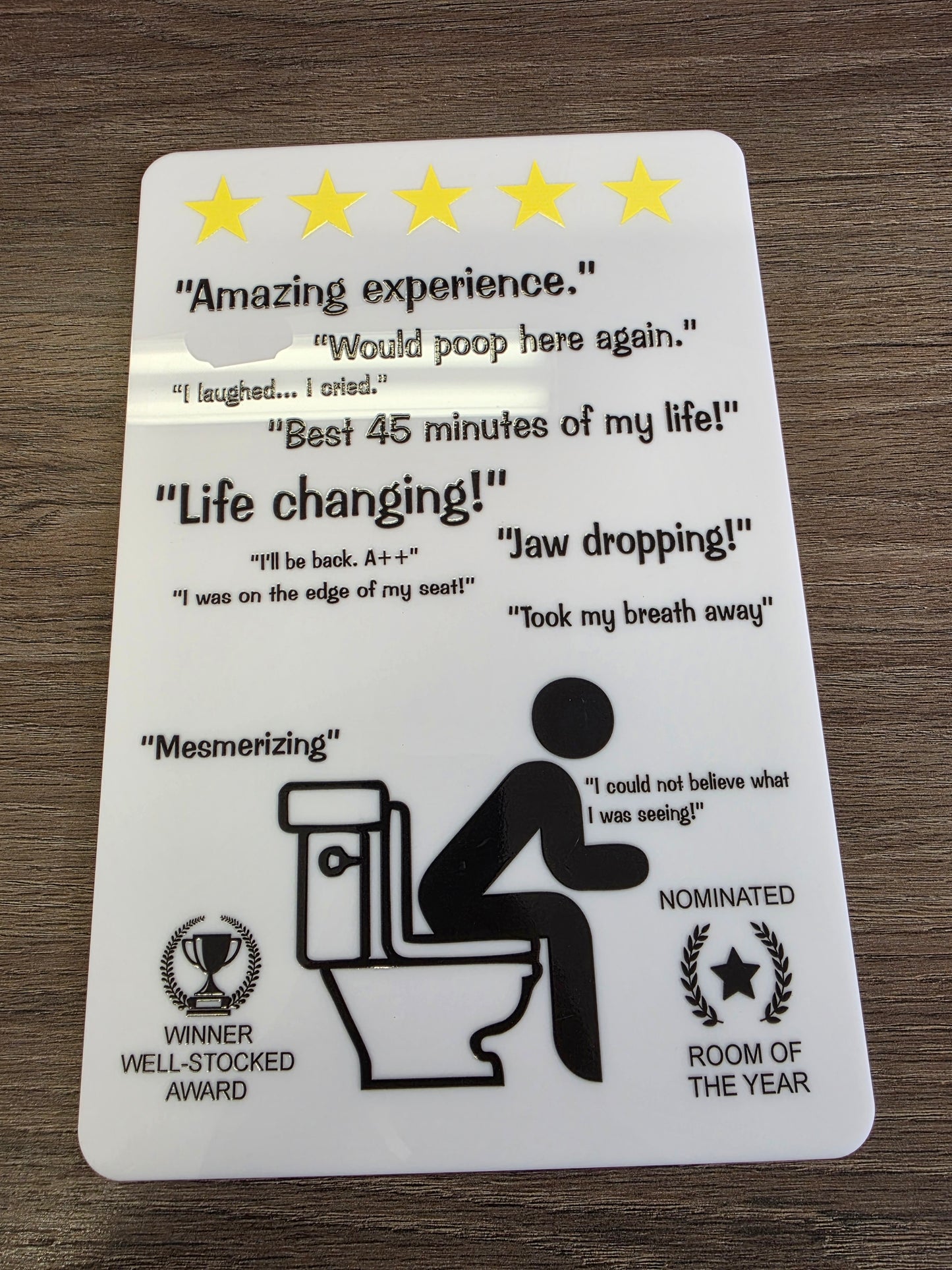 5 Star Bathroom Sign– Funny Sign | Office Humor Acrylic Security Sign