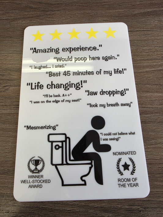 5 Star Bathroom Sign– Funny Sign | Office Humor Acrylic Security Sign