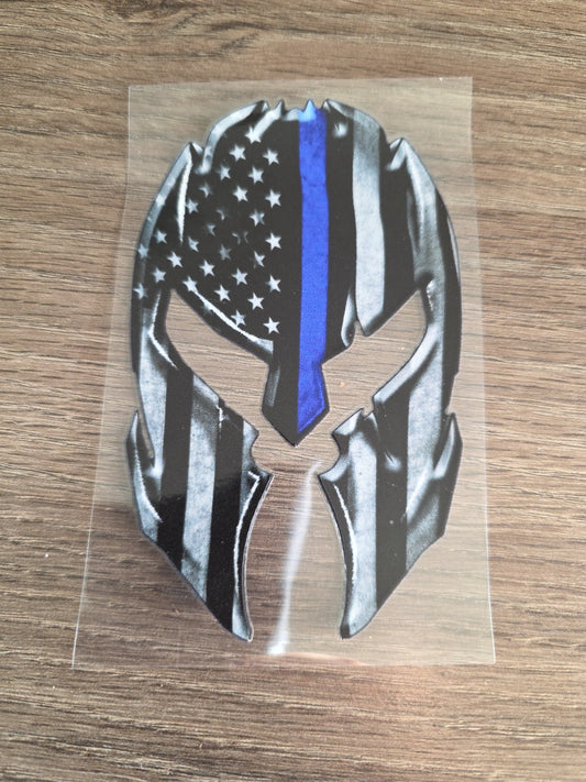 American Flag Spartan Helmet UV DTF Decal Sticker