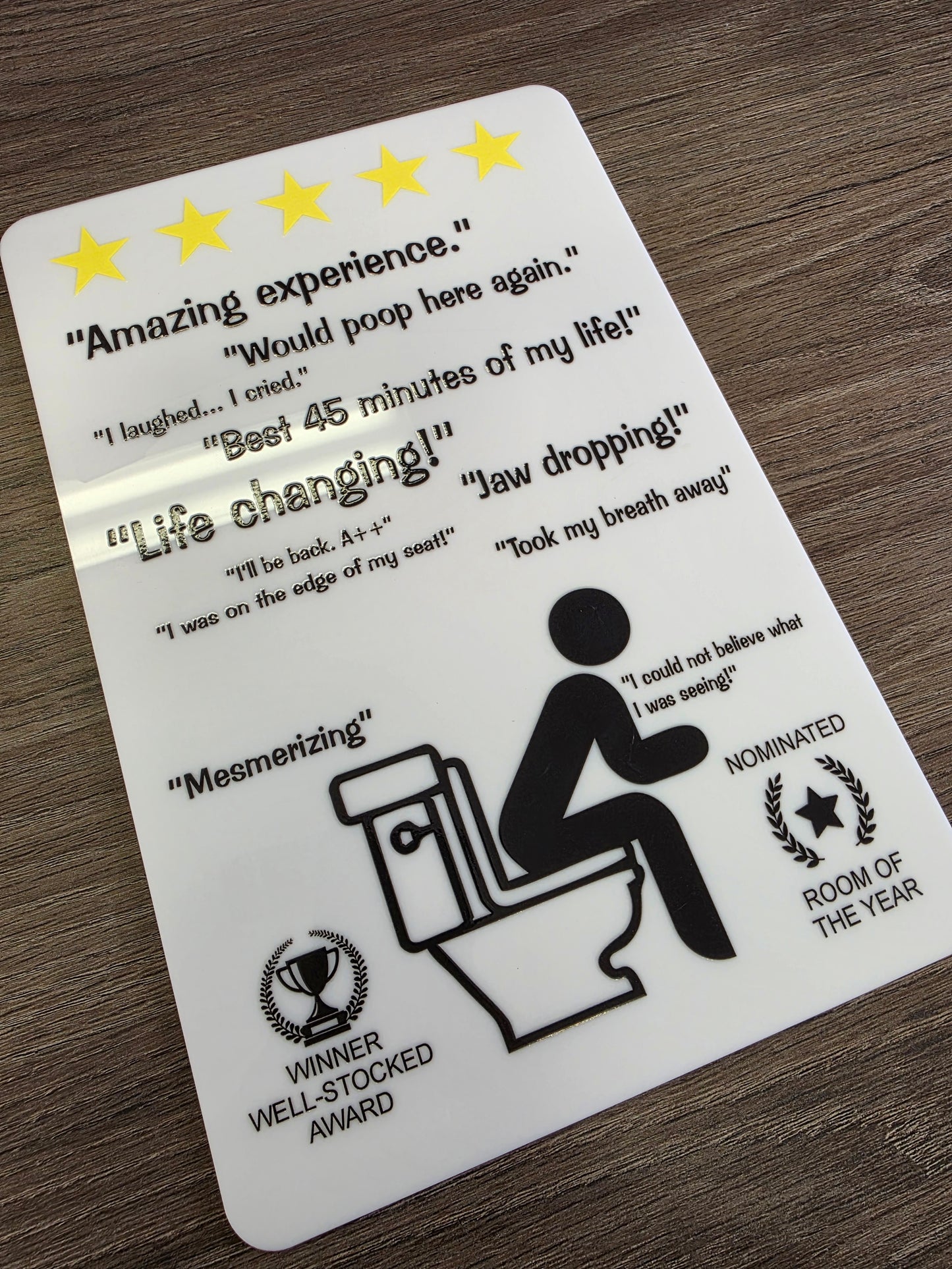 5 Star Bathroom Sign– Funny Sign | Office Humor Acrylic Security Sign