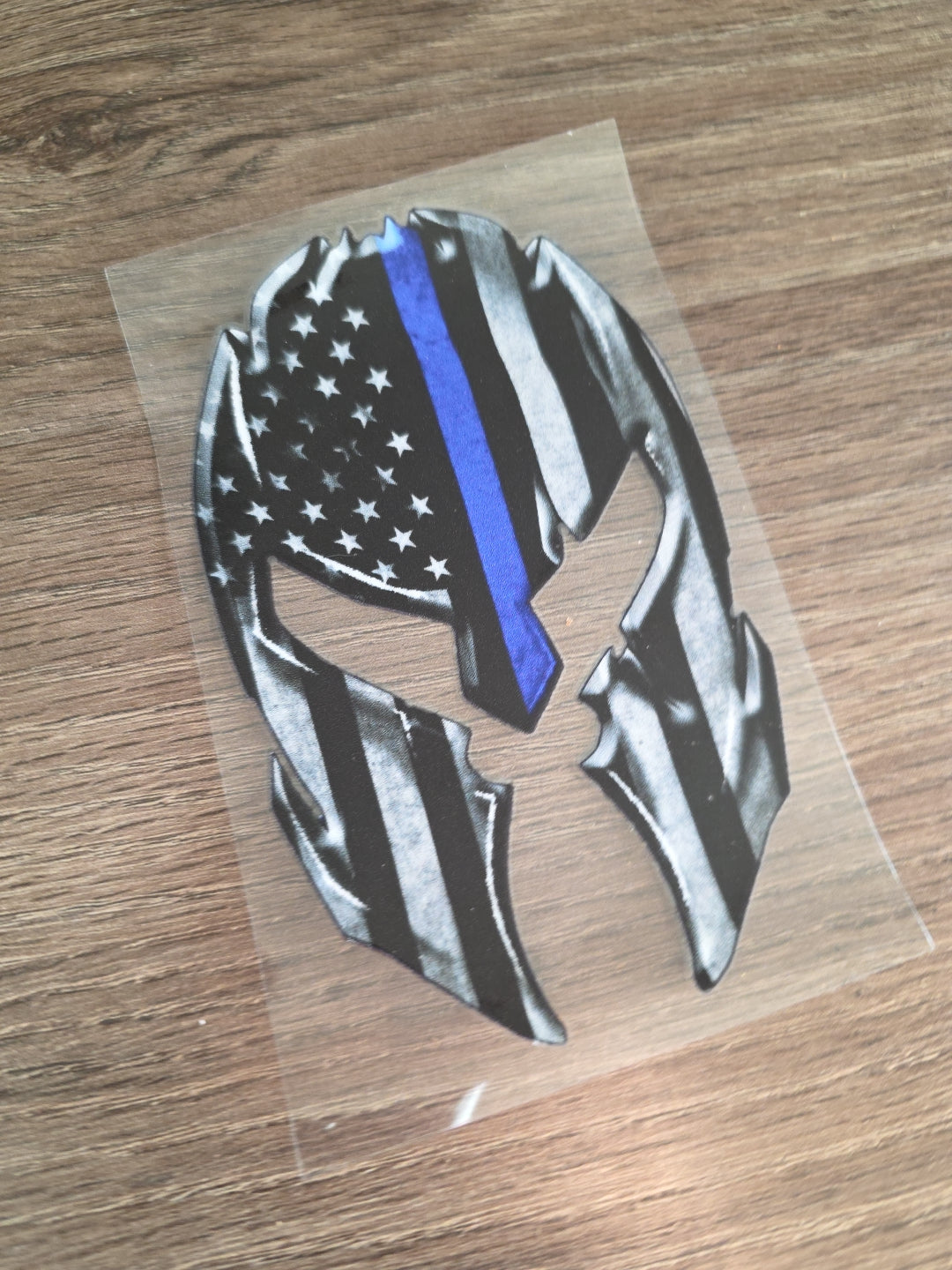 American Flag Spartan Helmet UV DTF Decal Sticker