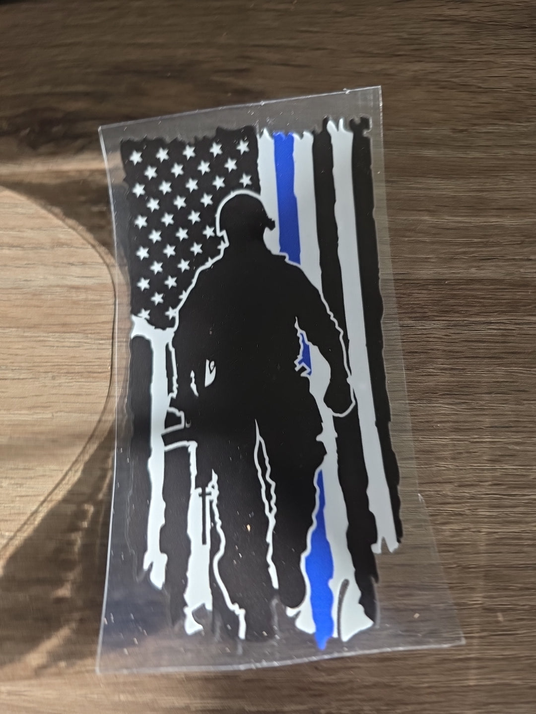 American Flag Distressed tactical silloutte UV DTF Decal Sticker