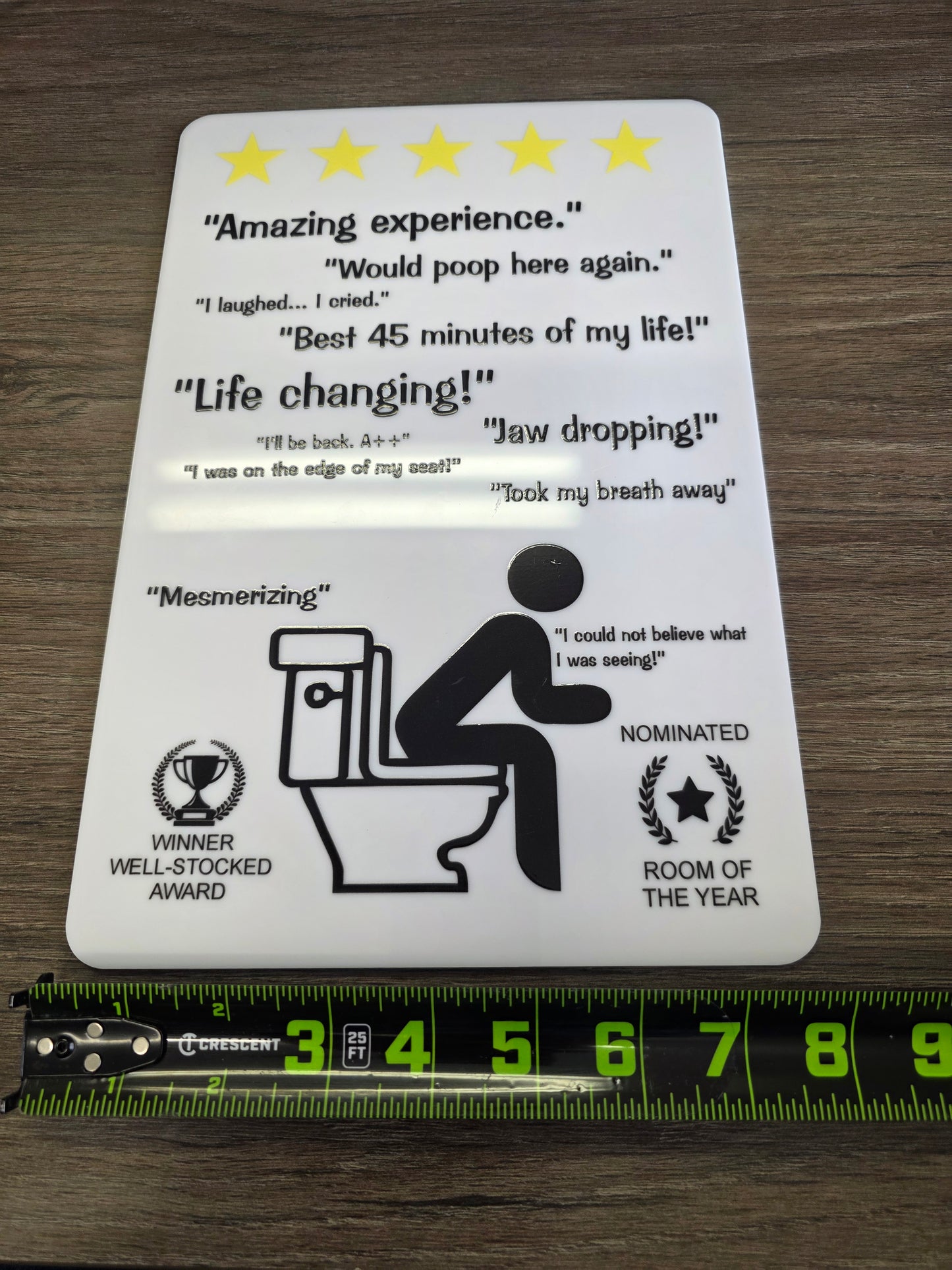 5 Star Bathroom Sign– Funny Sign | Office Humor Acrylic Security Sign