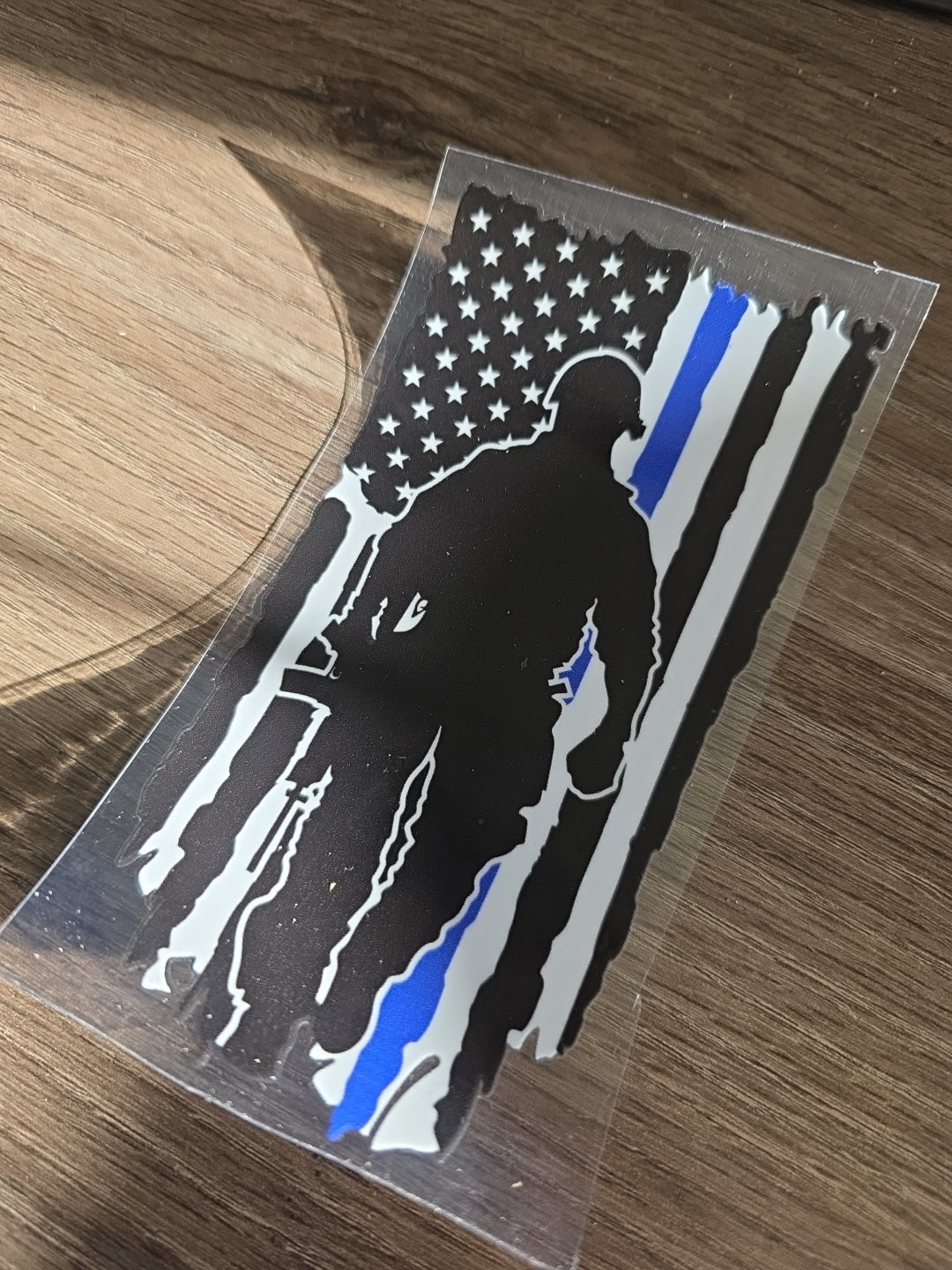 American Flag Distressed tactical silloutte UV DTF Decal Sticker